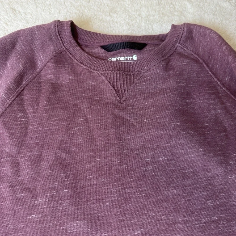 Carhartt Girls L 12-14 Relaxed Fit Sweatshirt Purple Logo Sleeve Crewneck